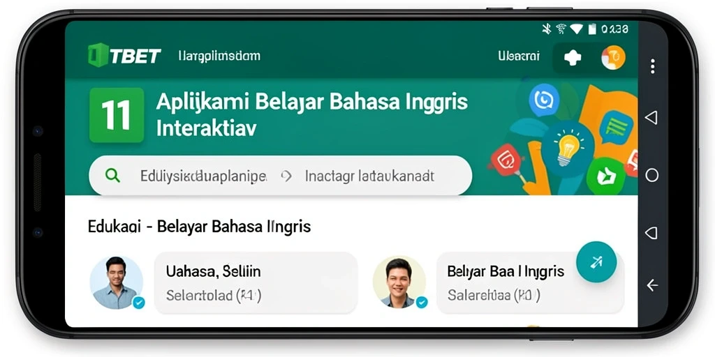 Antarmuka pengguna 11TBET yang menarik dan intuitif untuk belajar Bahasa Inggris.