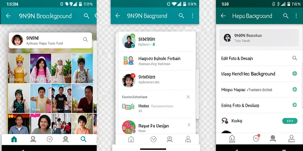 Tampilan antarmuka 9N9N dengan fitur hapus background yang intuitif.