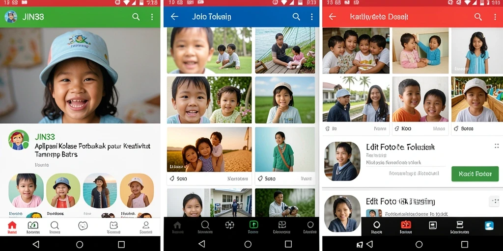 Screenshot JIN33 menampilkan antarmuka kolase foto yang menarik dan intuitif.