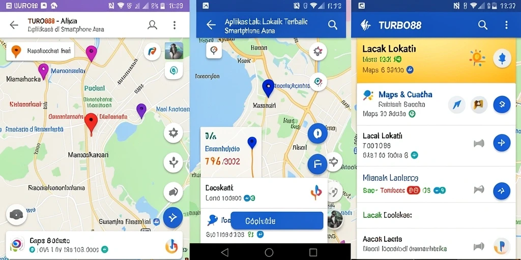 Antarmuka aplikasi TURBO88 dengan fungsi Lacak Lokasi yang mudah digunakan.